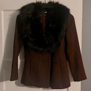 H&M women’s short peacoat with fur collar